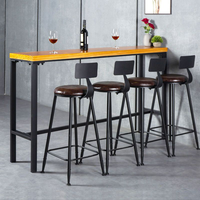 Modern Armless Backrest Counter Stool Iron Bar Stool with Cushion and Pedal for Indoor