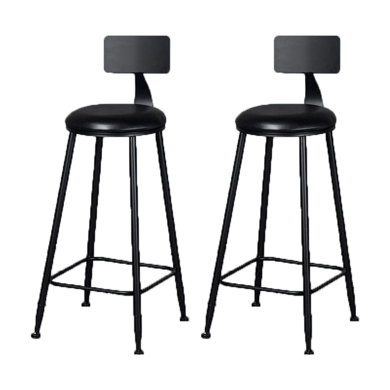 Modern Armless Backrest Counter Stool Iron Bar Stool with Cushion and Pedal for Indoor