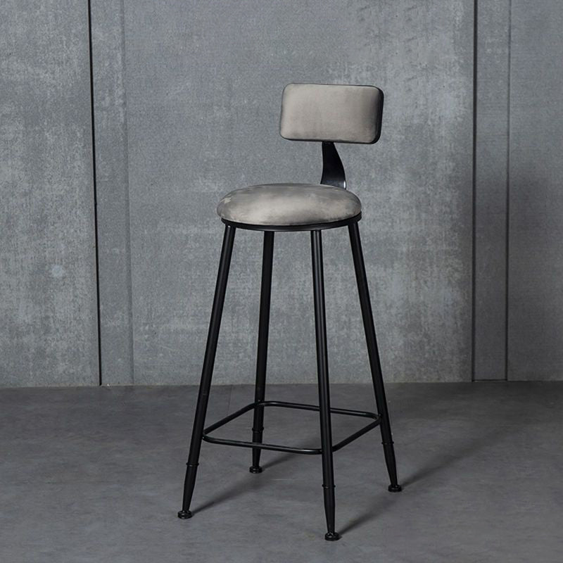 Modern Armless Backrest Counter Stool Iron Bar Stool with Cushion and Pedal for Indoor