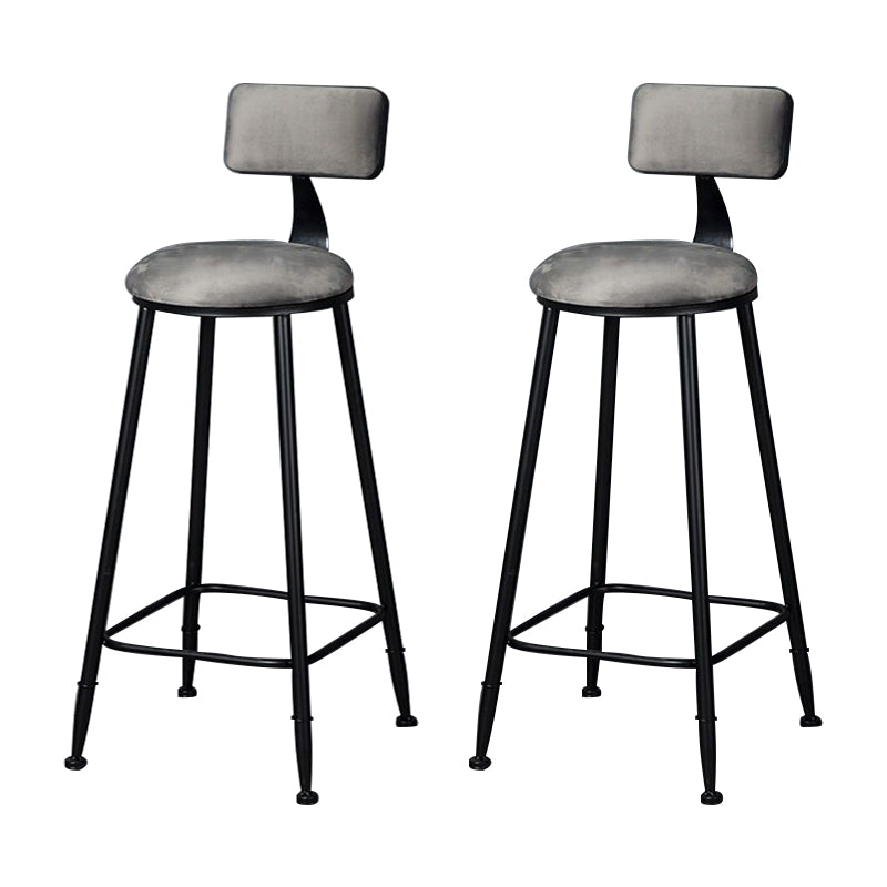 Modern Armless Backrest Counter Stool Iron Bar Stool with Cushion and Pedal for Indoor