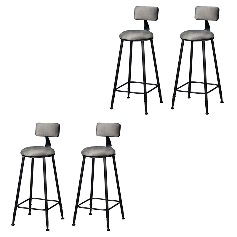 Modern Armless Backrest Counter Stool Iron Bar Stool with Cushion and Pedal for Indoor