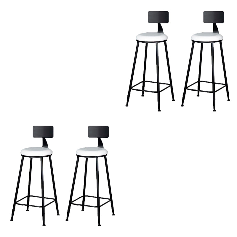 Modern Armless Backrest Counter Stool Iron Bar Stool with Cushion and Pedal for Indoor