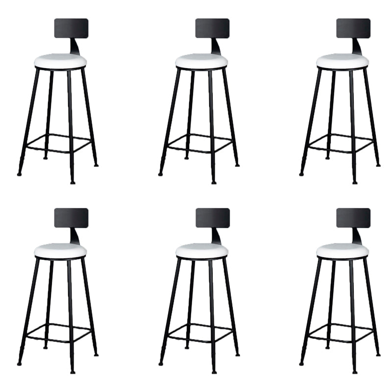 Modern Armless Backrest Counter Stool Iron Bar Stool with Cushion and Pedal for Indoor