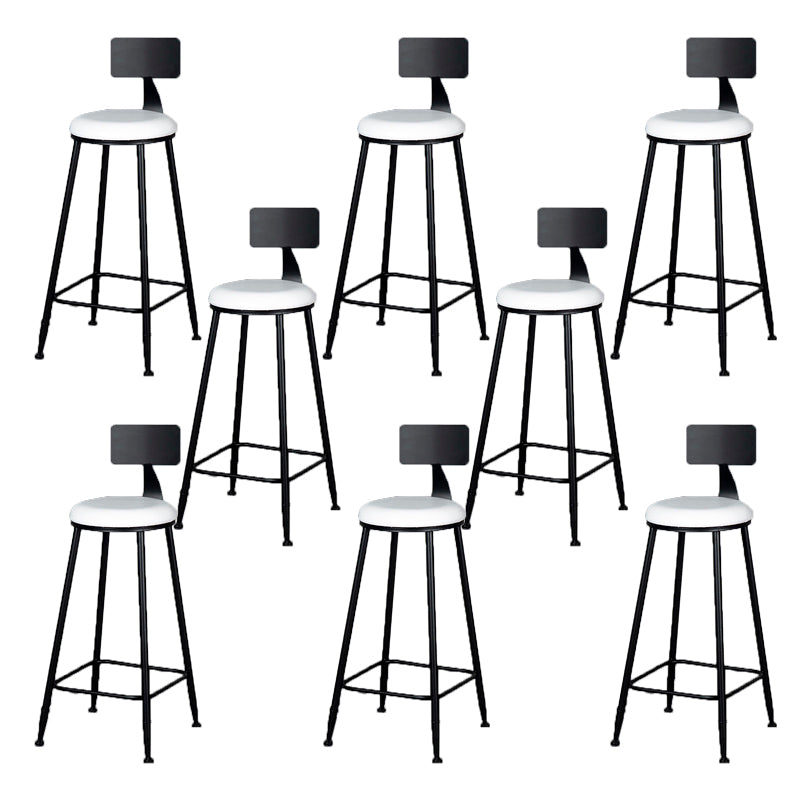 Modern Armless Backrest Counter Stool Iron Bar Stool with Cushion and Pedal for Indoor