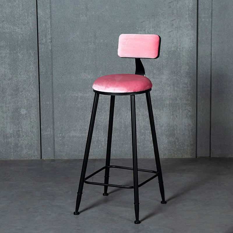 Modern Armless Backrest Counter Stool Iron Bar Stool with Cushion and Pedal for Indoor