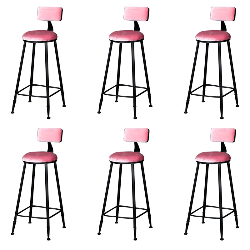 Modern Armless Backrest Counter Stool Iron Bar Stool with Cushion and Pedal for Indoor