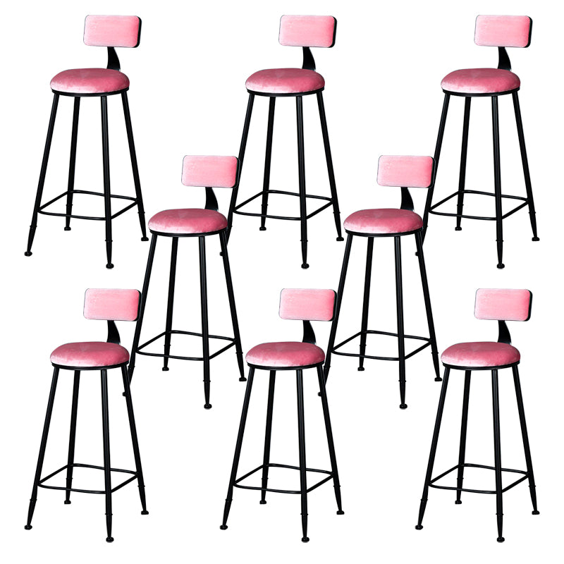 Modern Armless Backrest Counter Stool Iron Bar Stool with Cushion and Pedal for Indoor