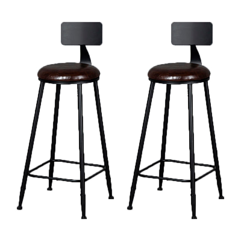 Modern Armless Backrest Counter Stool Iron Bar Stool with Cushion and Pedal for Indoor
