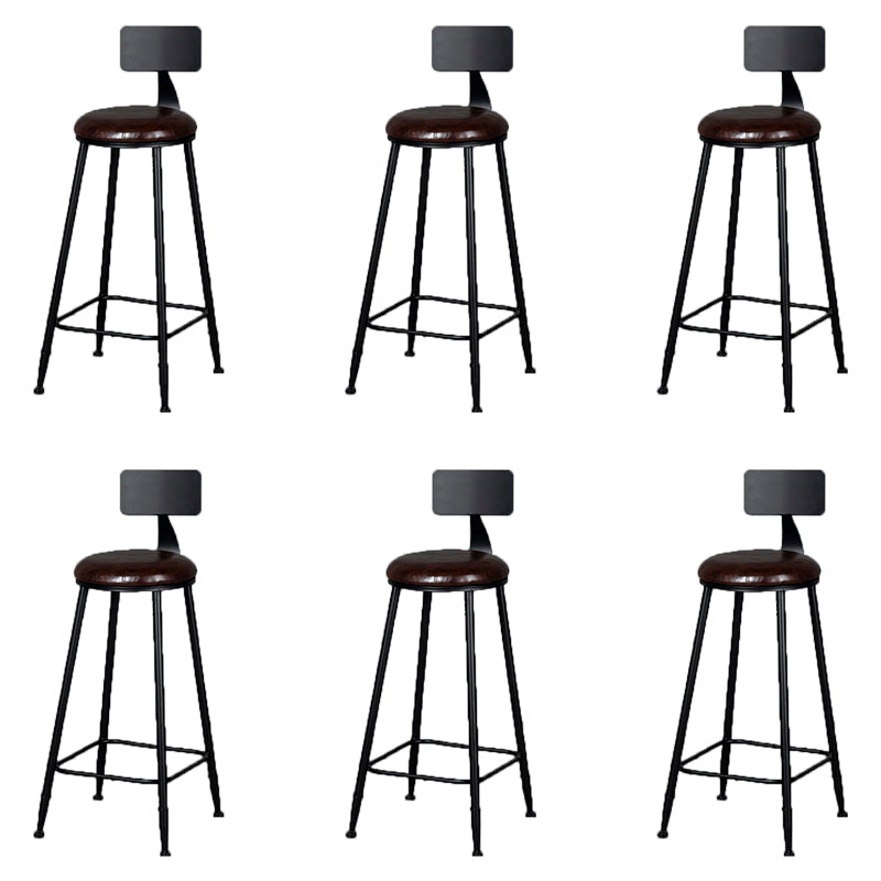 Modern Armless Backrest Counter Stool Iron Bar Stool with Cushion and Pedal for Indoor