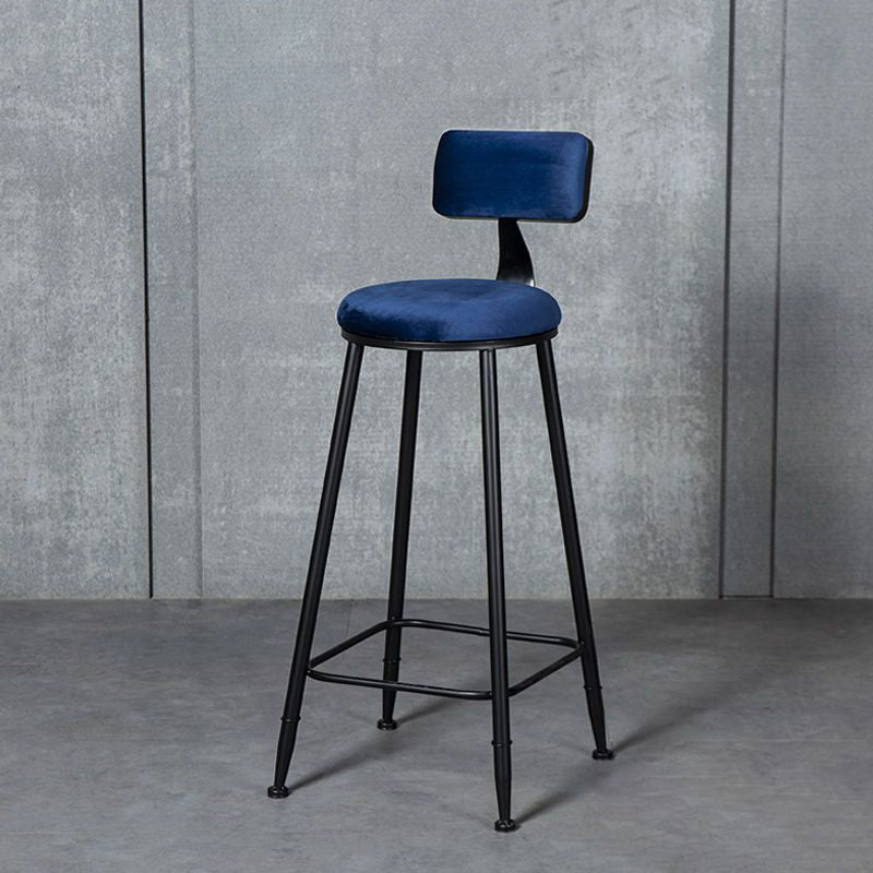 Modern Armless Backrest Counter Stool Iron Bar Stool with Cushion and Pedal for Indoor