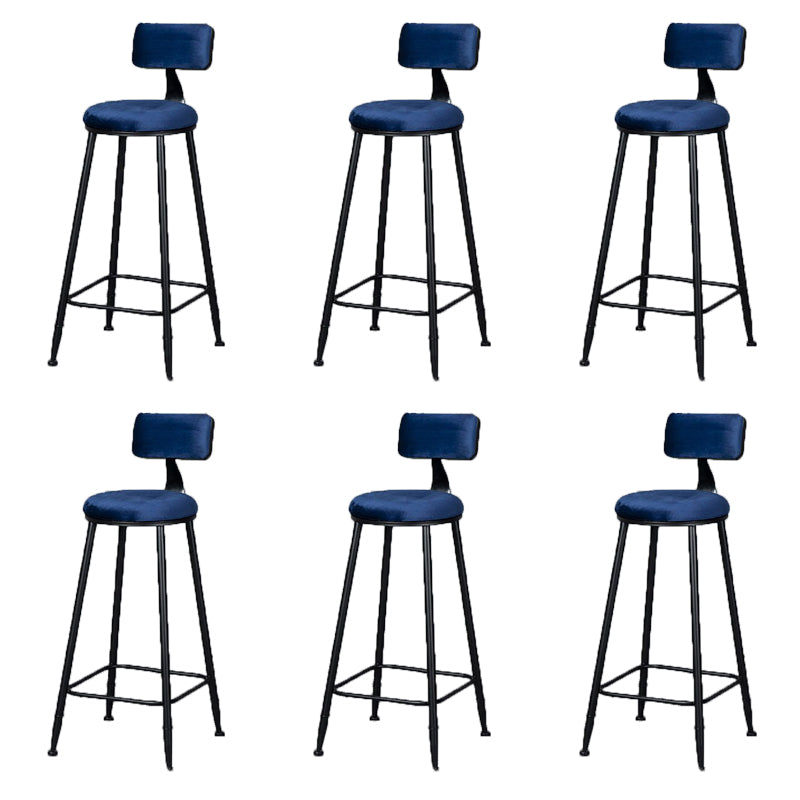 Modern Armless Backrest Counter Stool Iron Bar Stool with Cushion and Pedal for Indoor