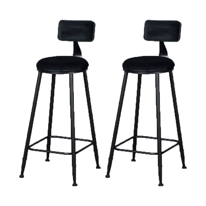 Modern Armless Backrest Counter Stool Iron Bar Stool with Cushion and Pedal for Indoor
