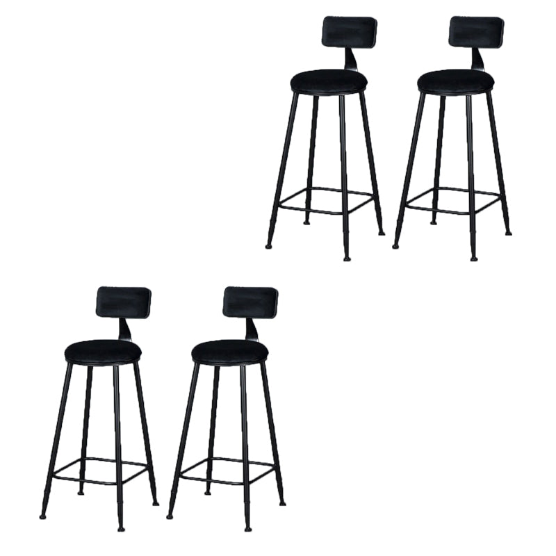 Modern Armless Backrest Counter Stool Iron Bar Stool with Cushion and Pedal for Indoor