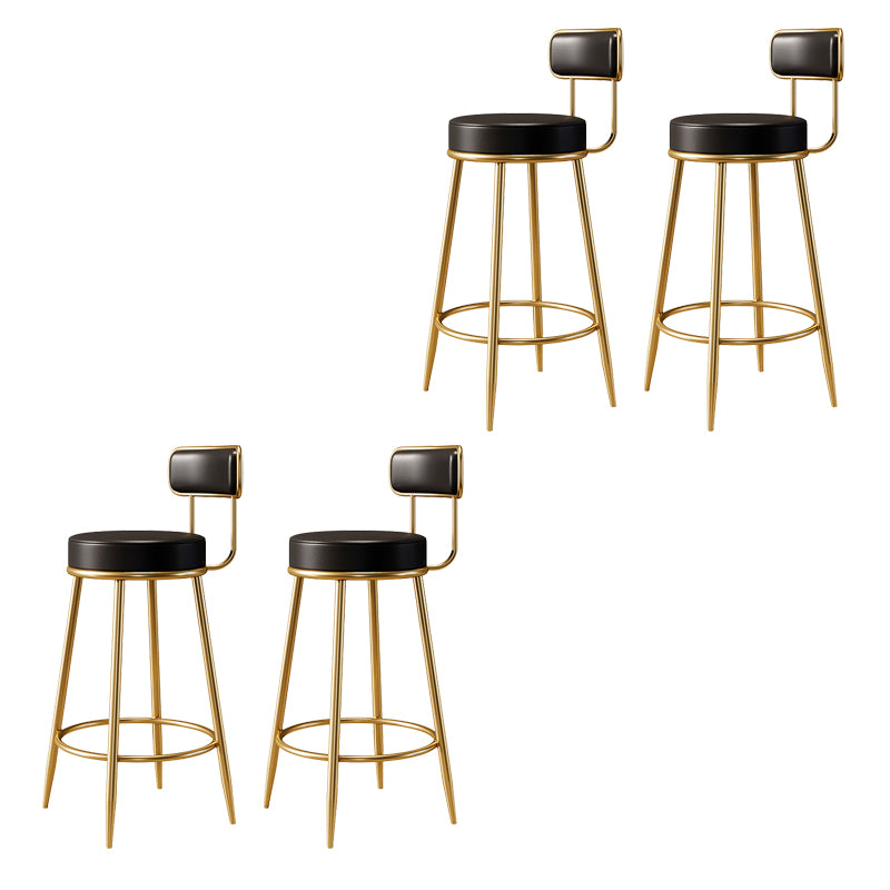 Glam Armless Backrest Counter Stool Iron Counter Stool with Cushion and Pedal