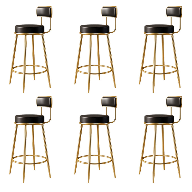 Glam Armless Backrest Counter Stool Iron Counter Stool with Cushion and Pedal