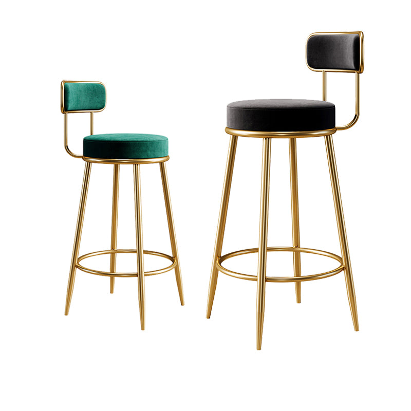 Glam Armless Backrest Counter Stool Iron Counter Stool with Cushion and Pedal