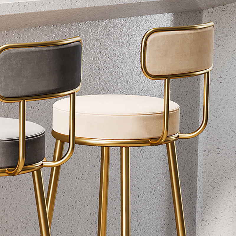 Glam Armless Backrest Counter Stool Iron Counter Stool with Cushion and Pedal