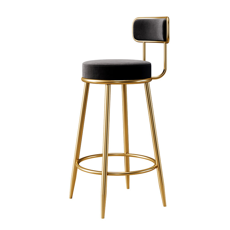 Glam Armless Backrest Counter Stool Iron Counter Stool with Cushion and Pedal