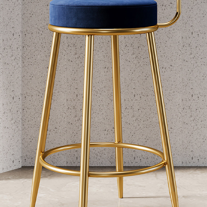 Glam Armless Backrest Counter Stool Iron Counter Stool with Cushion and Pedal