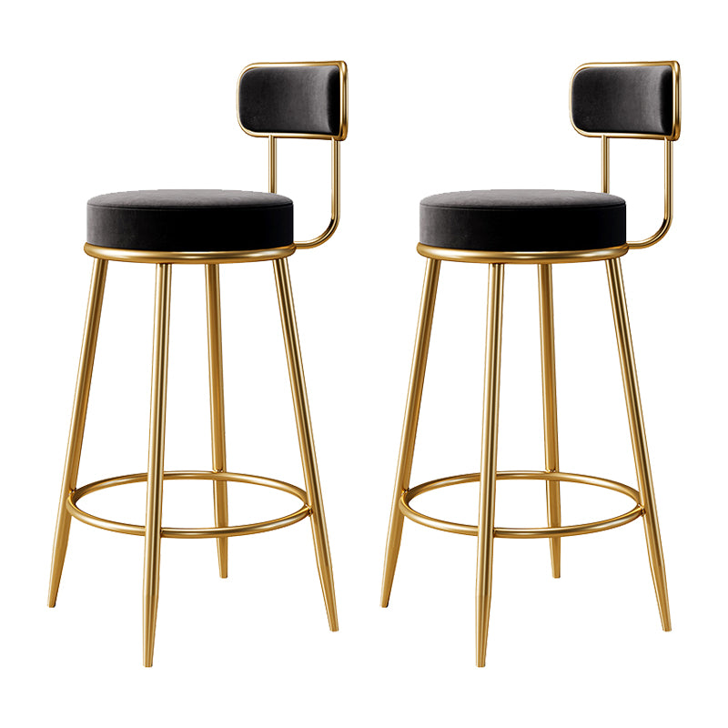 Glam Armless Backrest Counter Stool Iron Counter Stool with Cushion and Pedal