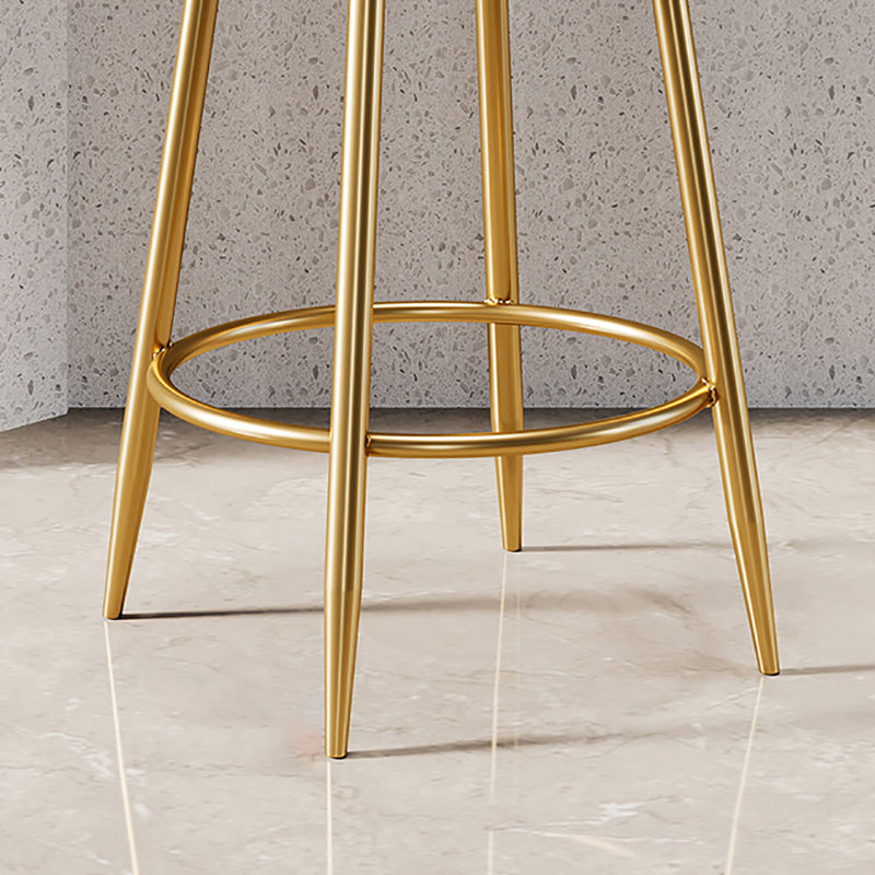 Glam Armless Backrest Counter Stool Iron Counter Stool with Cushion and Pedal