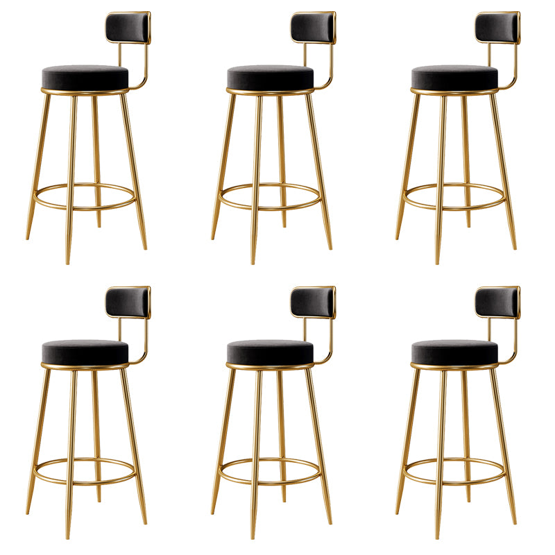 Glam Armless Backrest Counter Stool Iron Counter Stool with Cushion and Pedal