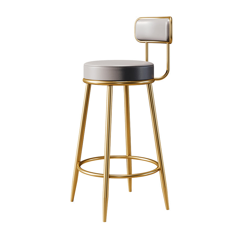 Glam Armless Backrest Counter Stool Iron Counter Stool with Cushion and Pedal