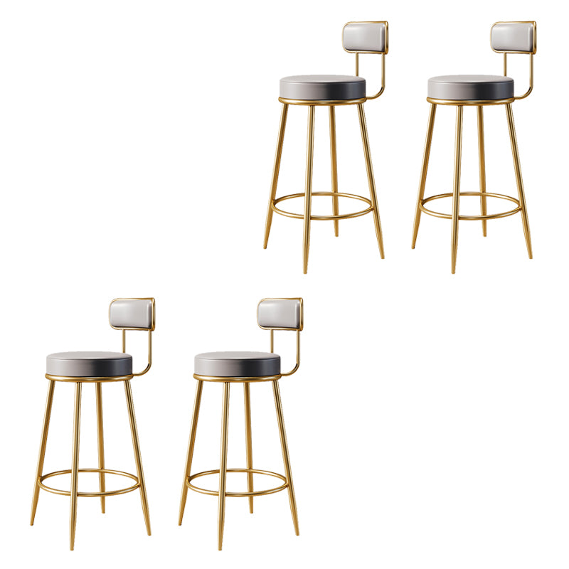 Glam Armless Backrest Counter Stool Iron Counter Stool with Cushion and Pedal