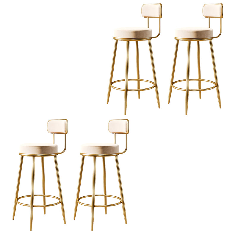 Glam Armless Backrest Counter Stool Iron Counter Stool with Cushion and Pedal