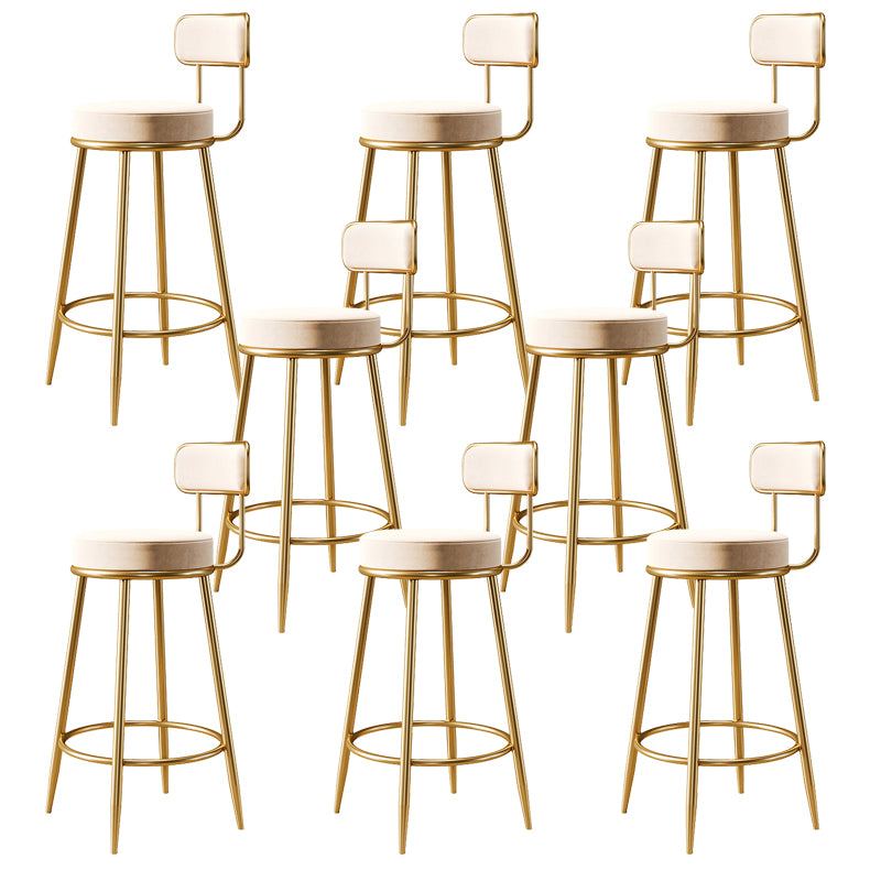 Glam Armless Backrest Counter Stool Iron Counter Stool with Cushion and Pedal