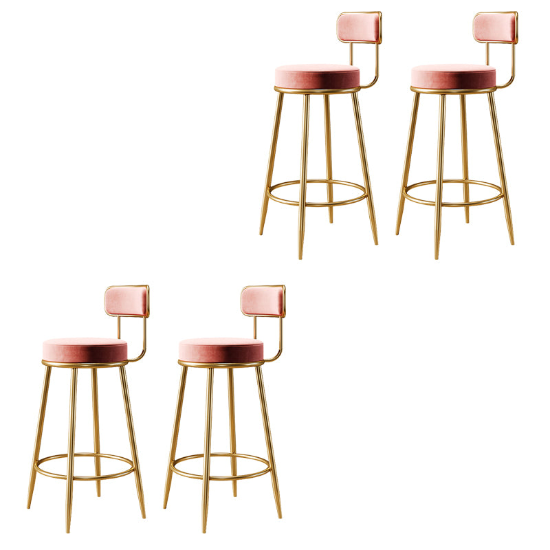 Glam Armless Backrest Counter Stool Iron Counter Stool with Cushion and Pedal