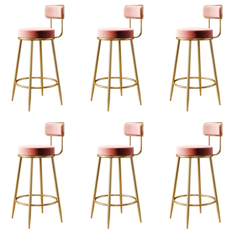 Glam Armless Backrest Counter Stool Iron Counter Stool with Cushion and Pedal