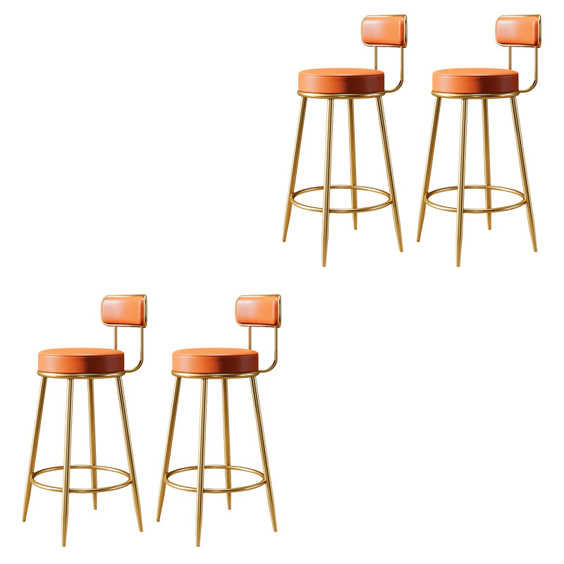 Glam Armless Backrest Counter Stool Iron Counter Stool with Cushion and Pedal