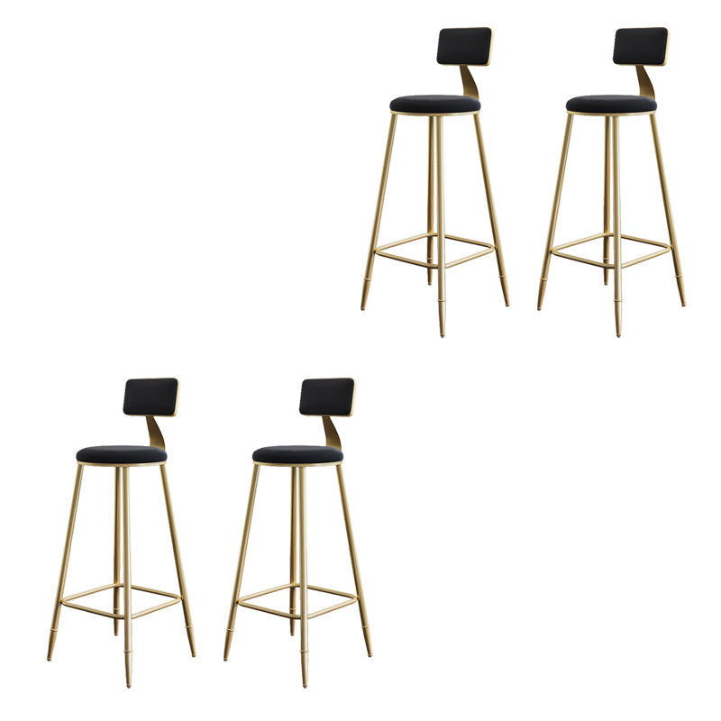 Glam Armless Backrest Counter Stool Iron Bar Stool with Velvet Cushion for Cafe