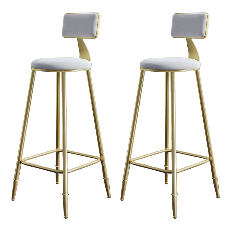 Glam Armless Backrest Counter Stool Iron Bar Stool with Velvet Cushion for Cafe
