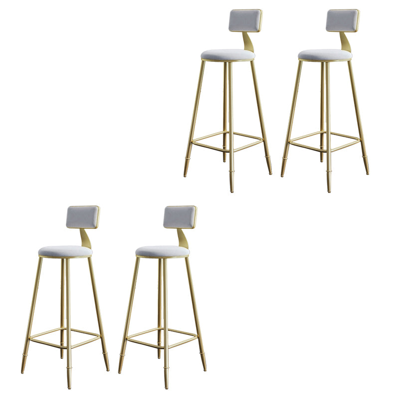 Glam Armless Backrest Counter Stool Iron Bar Stool with Velvet Cushion for Cafe