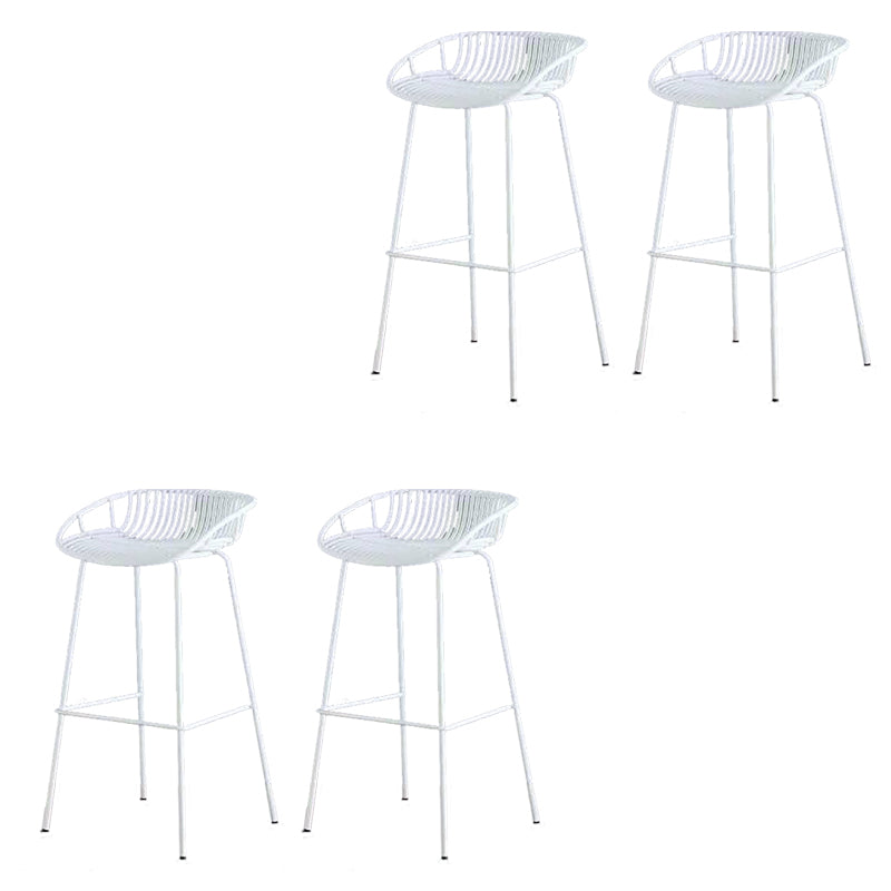 Industrial Metal Dining Stool Backless Bar Stool with Footrest