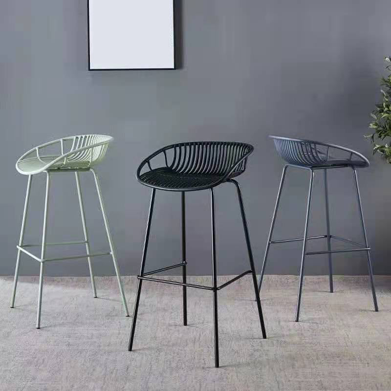 Industrial Metal Dining Stool Backless Bar Stool with Footrest