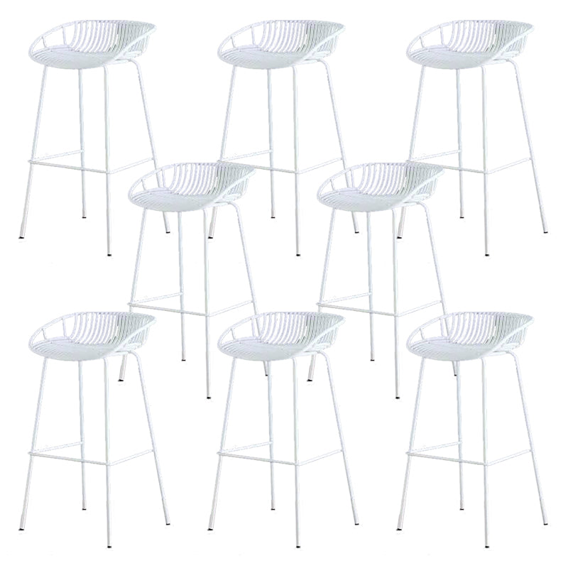 Industrial Metal Dining Stool Backless Bar Stool with Footrest