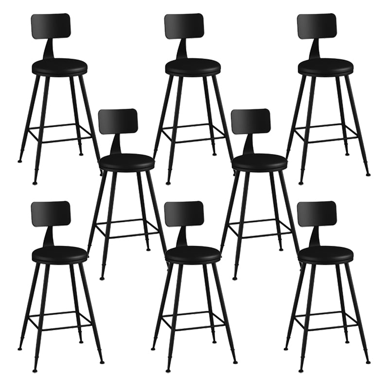 Modern Armless Backrest Counter Stool Iron Bar Stool with Seat and Pedal for Bar