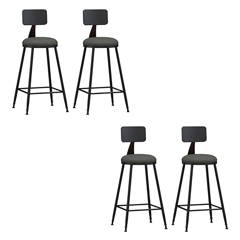 Modern Armless Backrest Counter Stool Iron Bar Stool with Seat and Pedal for Bar