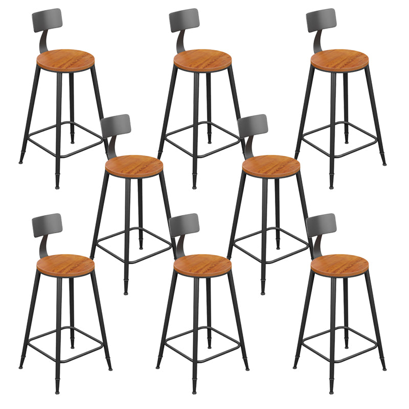 Modern Armless Backrest Counter Stool Iron Bar Stool with Seat and Pedal for Bar