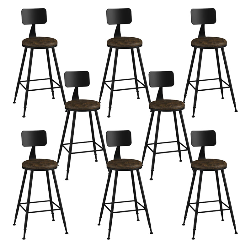 Modern Armless Backrest Counter Stool Iron Bar Stool with Seat and Pedal for Bar