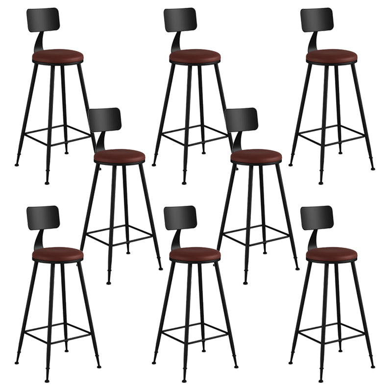 Modern Armless Backrest Counter Stool Iron Bar Stool with Seat and Pedal for Bar