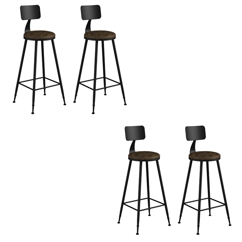 Modern Armless Backrest Counter Stool Iron Bar Stool with Seat and Pedal for Bar