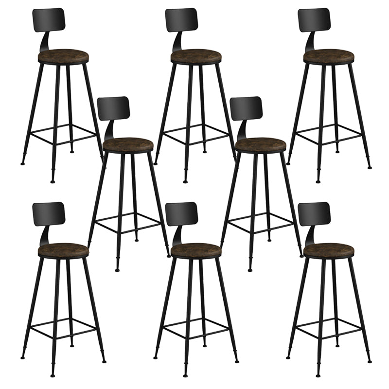Modern Armless Backrest Counter Stool Iron Bar Stool with Seat and Pedal for Bar