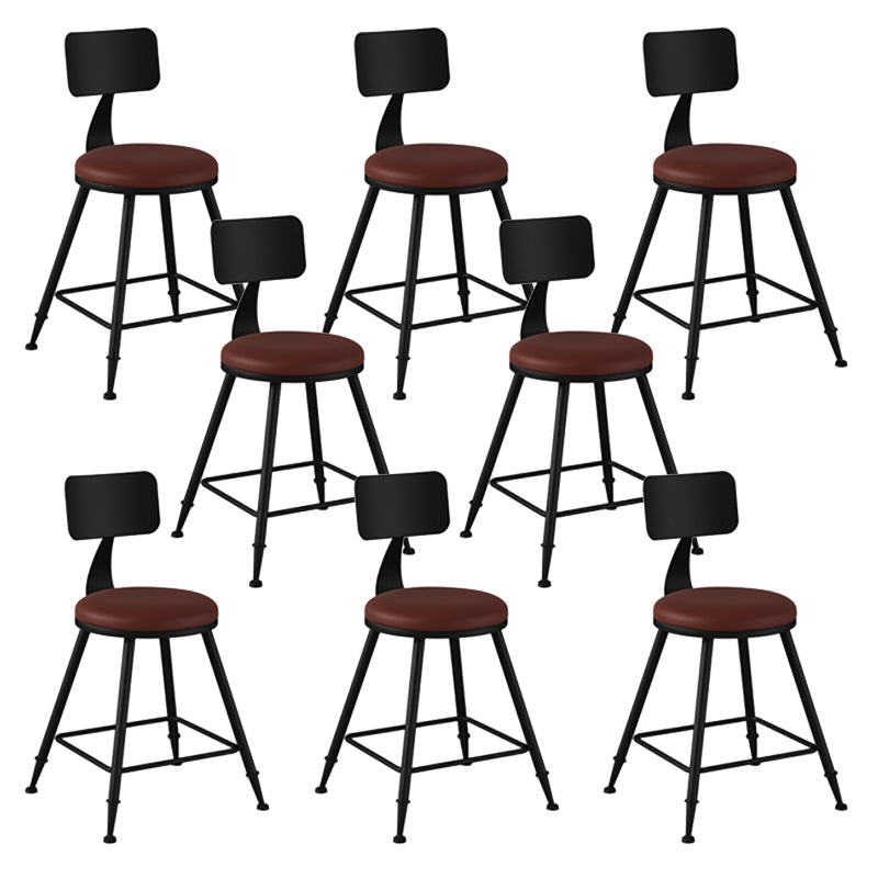 Modern Armless Backrest Counter Stool Iron Bar Stool with Seat and Pedal for Bar