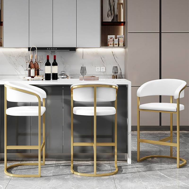 Glam Style Bar Stool Leather Gold Frame Counter Stool for Bristol
