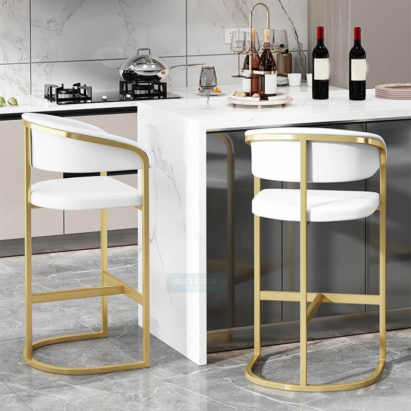 Glam Style Bar Stool Leather Gold Frame Counter Stool for Bristol