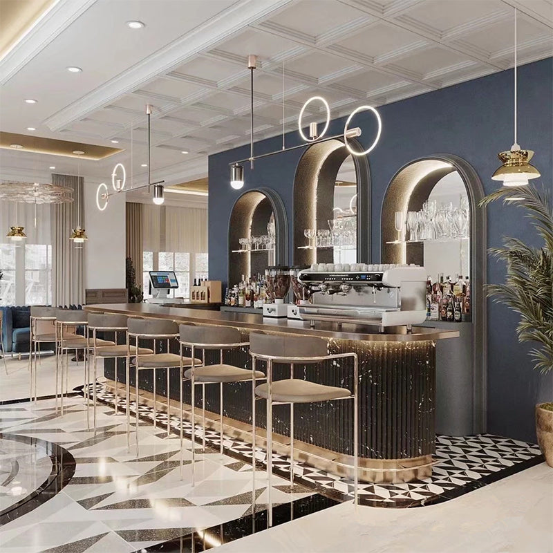 Glam Bar Stool Backrest Upholstered Counter Stool for Bristol